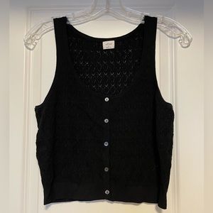 Wilfred black button up crochet tank top
